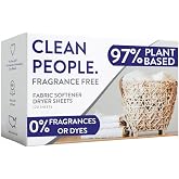 The Clean People Fabric Softener Sheets - Dryer Sheets - Softens &amp; Removes Static Cling - Vegan Laundry Softener, Fragrance Free - Unscented, 120 Pack