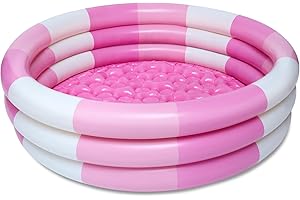 Auvitaya Inflatable Kiddie Pool, 3 Rings Round Blow up Swimming Pool for Baby Kids 1-3, Portable Toddler Stripe Water Splash Play Toys for Summer Backyard Party Birthday Gifts