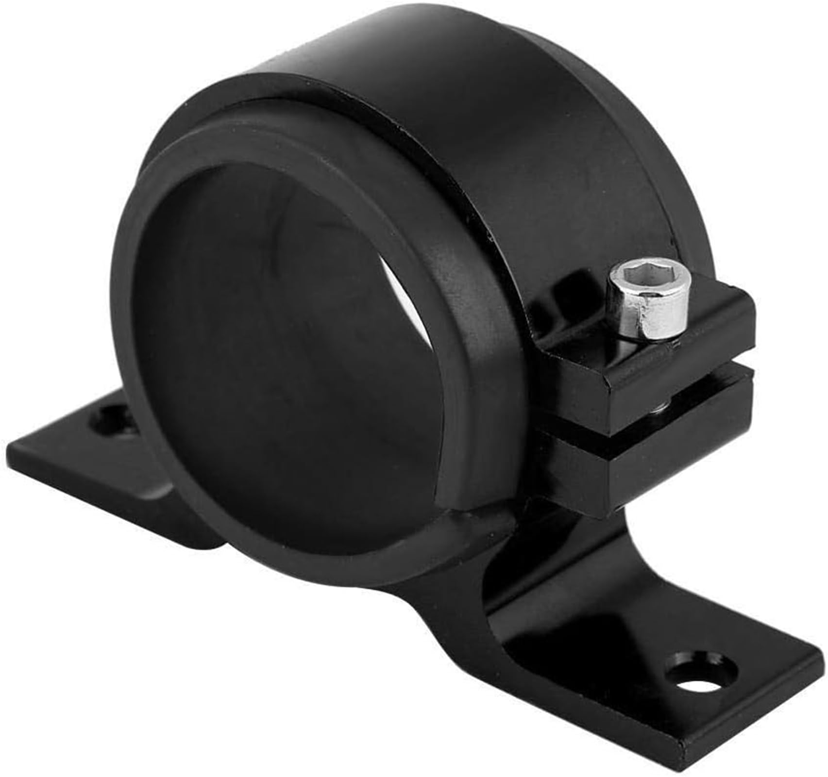 KSTE Fuel Pump Mounting Bracket, Aluminum Alloy 50mm Car Fuel Pump Mounting Bracket,Single Filter Clamp Cradle (Black Red And Sliver)