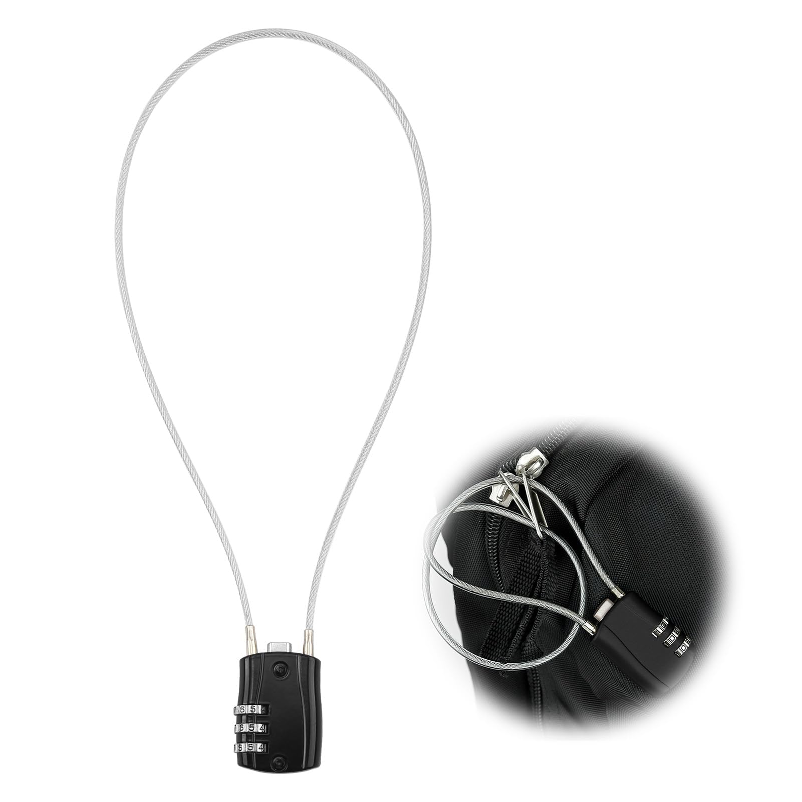 Long Padlock 50cm Steel Cable Bin Lock Safety Versatile Resettable 3 Digit Combination Padlocks Flexible Wire Padlock Outdoor Waterproof Lock for Locker Luggage Suitcase Gun Case Toolbox Helmet, Black