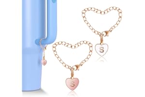 OriJoy Letter Charm Accessories for Stanley Cup, 2PCS Name ID Letter Handle Charm for Stanley/Simple Modern Tumbler, Heart Shape Initial Identification Charms