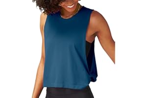 Dazevt Womens Workout Tank Tops Sports Crop Tops Loose Fit Sleeveless Shirt Yoga Running Top Going Out Top