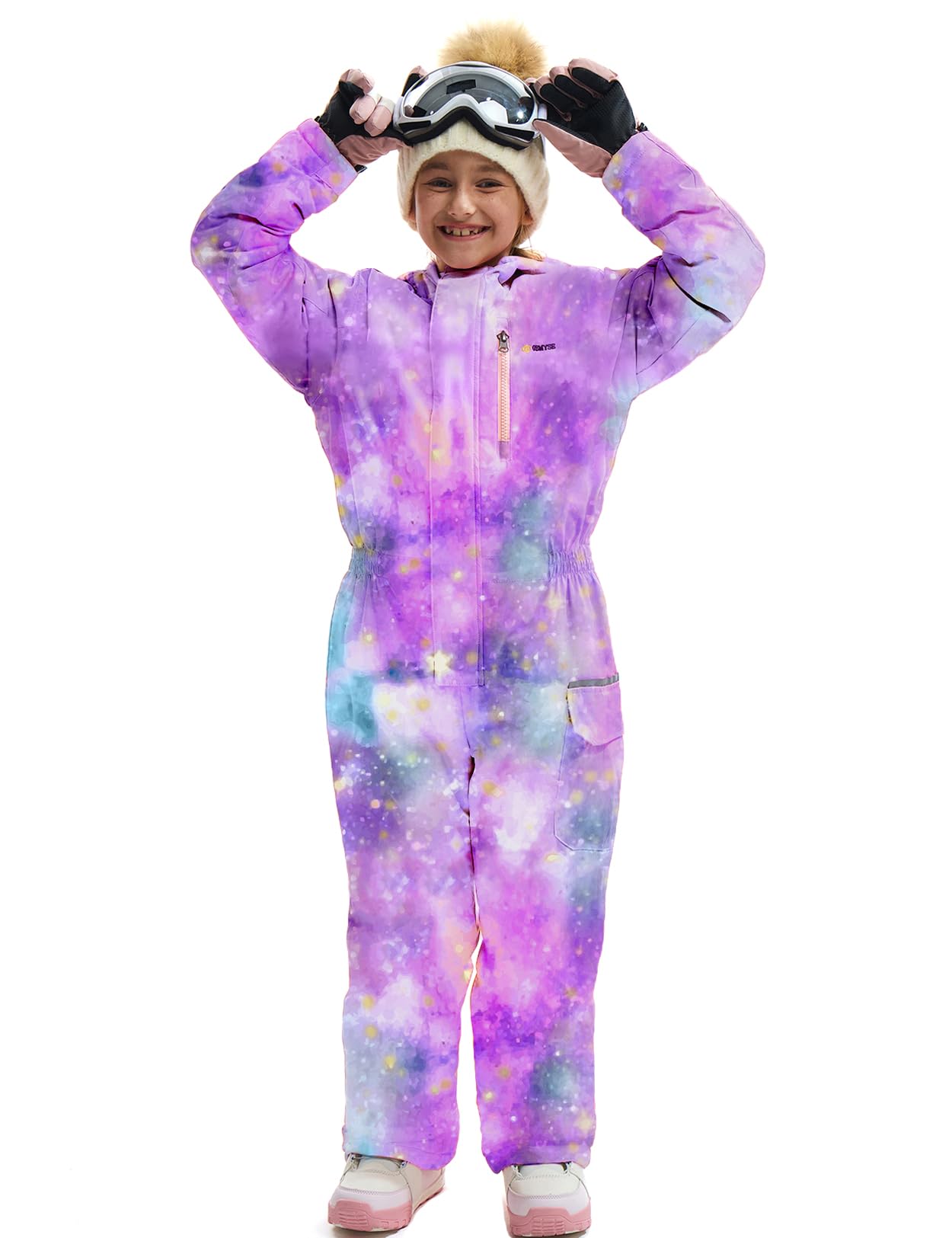 View 1 of *USED*
GEMYSE Kids One Pieces Ski Suits Jumpsuits Boys Girls' Winter Outdoor Snowboarding Waterproof Snowsuits (Watercolor Purple,4/5)