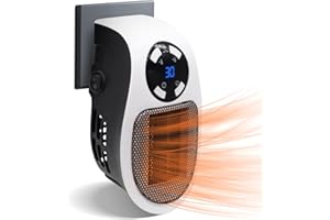 GALEIDOR Top Heat Plug in Heater for Indoor Use, 350W Smart Space Electric Fan Heater Wall Outlet Electric Space Heater as Seen on TV with Adjustable Thermostat and Timer and Led Display for Office