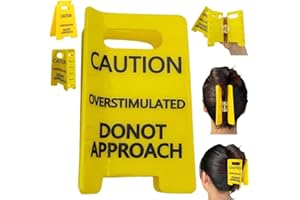 SLAMJET Caution Overstimulated Sign Hair Claw Clip,Hold on Partner Im over Stimulated,A Little Signs to Say I Love You,Funny Yellow Hairs Clips for Thick,Bold Gift for Coworkers and Friends(Hair clip)