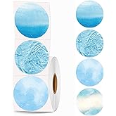 Joatuxul Round Thermal Labels, Thermal Printer Labels use for Barcode, Shipping, Customized, Circle Direct Thermal Stickers Label for Printer, 500PCS/ 1 Roll, 2 inch, Gradient Blue