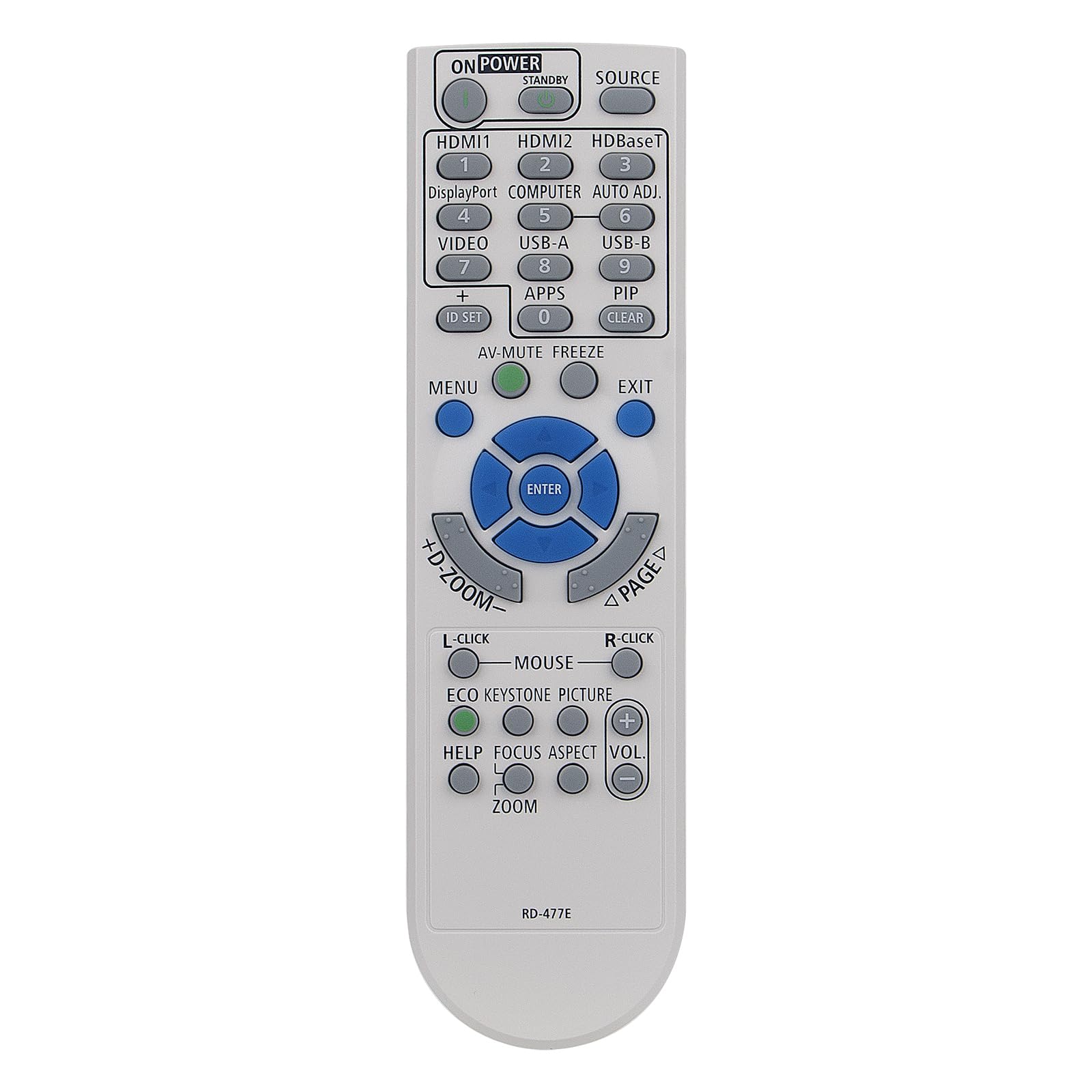 VINABTY Replacement Remote RD-477E Fit for NEC Projector P605UL P525UL P525WL ME382U ME342U ME372W MC382W MC332W ME402X MC422X MC372X MC342X MC302X ME403U ME423W ME383W MC423W MC393W ME453X MC453X