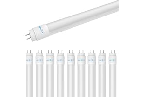 LUMINOSUM T8 LED Tube Light 4 Foot 18W, 36W Equivalent, 2525LM, Glass Tube with Film Coating, Ballast Bypass Retrofit, Daylig