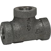 Anvil 8700120457, Malleable Iron Pipe Fitting, Tee, 1/2" NPT Female, Black Finish
