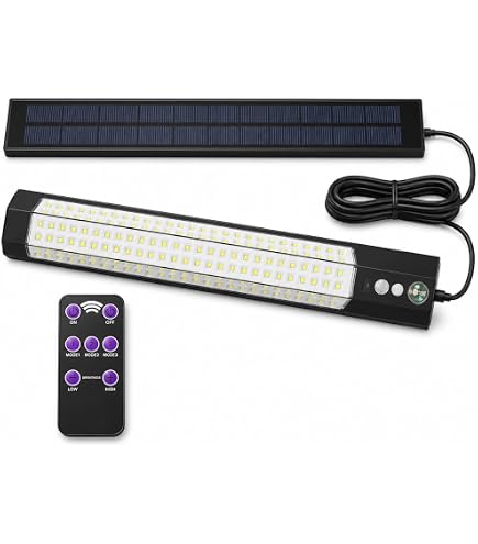 Solar Shed Light With Pull String – Double LED Lamp, Wall Mounted, Solar Panels For Sheds, Garden, Corridor & Greenhouse (Waterproof Panel, 250cm Cable)