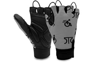 NVT Wheelchair Gloves 2023 Latest, Workout for Men Real Leather Palm Mobility Padded Breathable, Fingerless Bike with Anti-Slip Grip Lightweight Cycling Glove.