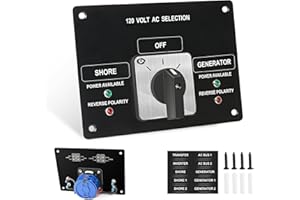 OELFFOW AC Rotary Selector Switch Panel - 120V 30A, 2 Position Rotary Switch with Reverse Polarity LED Indicator Light, for Ships Commercial Vessels Naval Ships Private Yachts