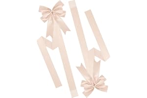 Meseey 6 Pieces Christmas Cabinet Bows Adjustable Straps Large Ivory Velvet Cabinet Door Bows for Xmas Kitchen/Garage/Farmhouse Decor (Ivory)