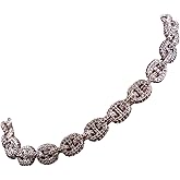 GLD Shop Micro Iced Valentina Chain Bracelet - 6/7/8/9 Inch Lengths - Gold/White Gold - Unisex