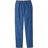 EOM Womans Pull On Side Pockets Full Elastic Waist Jeans