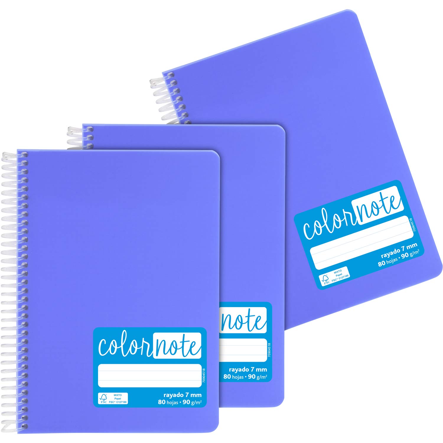 Grafoplás 98533264 Pack of 3 A5 Ruled Notebooks, Polypropylene, Lavender, FSC Certified, Color Note Series
