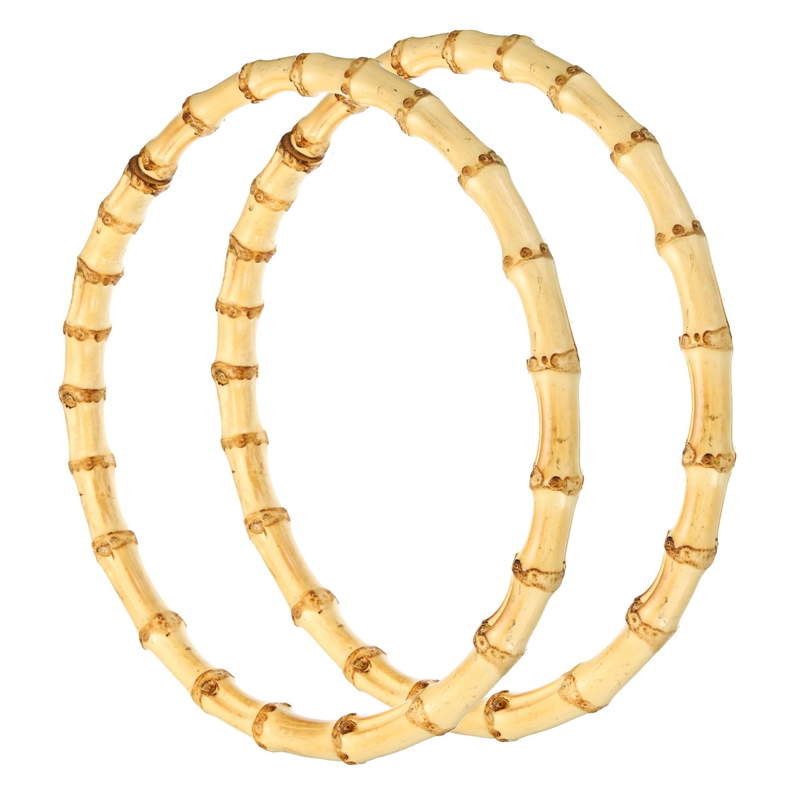 PATIKIL 8 Inch Bamboo Purse Handles, 2 Pcs Round Replacement Handmade Rings for Tote Bag Purse Making Decorations, Wood