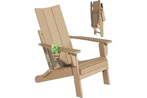 Adiromoti Folding Adirondack Chairs, All-Weather Resistant HDPE Patio Firepit Chairs, Sturdy Outside Chairs with Cup Holder, 