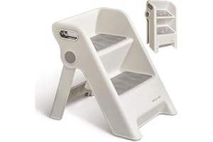 UNCLE WU Foldable 2-Step Stool for Kids -Potty Seat Training Aid with Safety Handles,Durable - Perfect for Potty Training, Bathroom Sink,Kitchen Stand Stool & Bedroom Step Stool