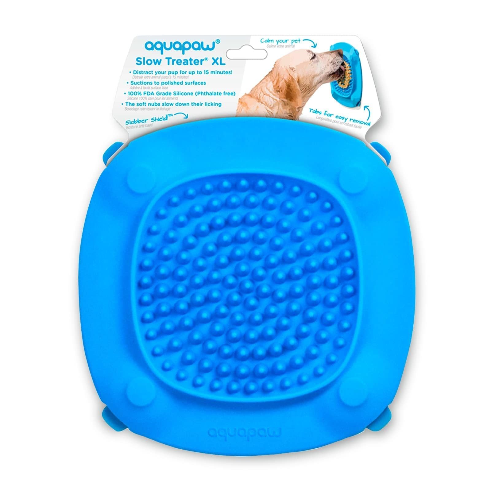 Aquapaw Premium XL Licking Mat with Suction Cups | Dog Must Haves - Non-Slip Slow Feeding Mat for Food, Treats & Peanut Butter | Bathing Supplies - Anxiety Relief & Boredom Reducer | Lick Pad - Blue