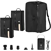 3 Pack Cordless Travel Compression Vacuum Bag Set with Wireless Pump,Reusable Waterproof Durable Tear-Resistant Luggage Compression Bags (18L×2 + 34L Set), Suitable for Luggage and Suitcase