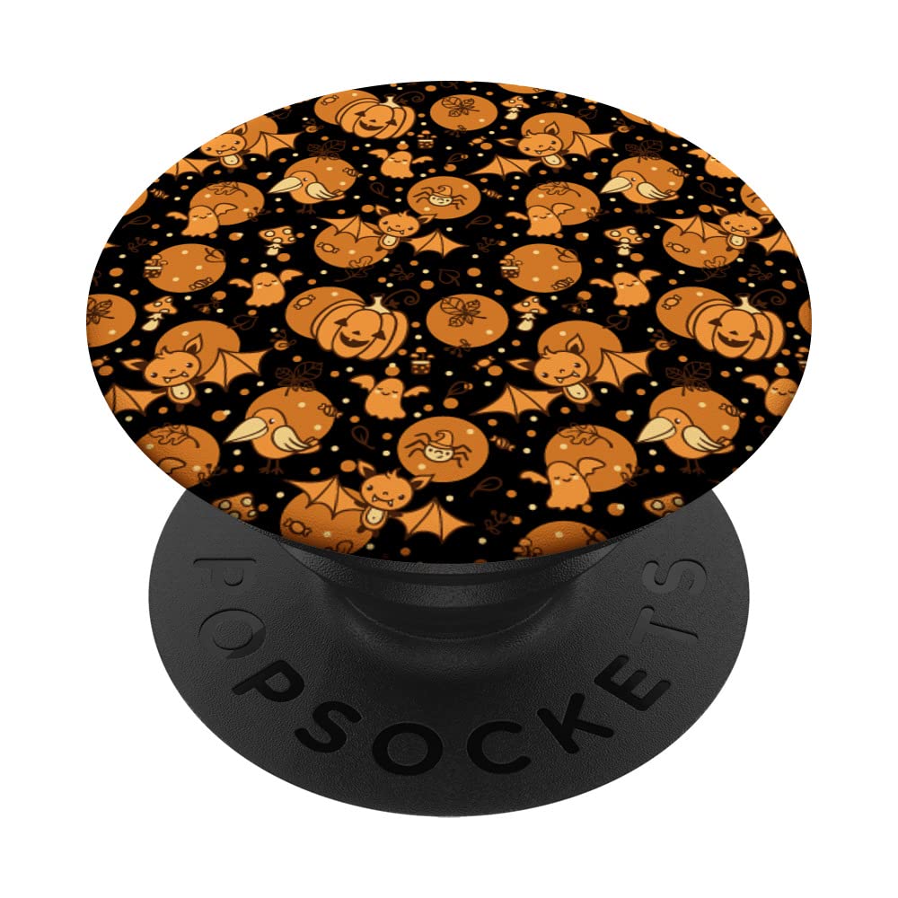 Pumpkins Ghosts Candy Corn Bats Halloween Black PopSockets Swappable PopGrip