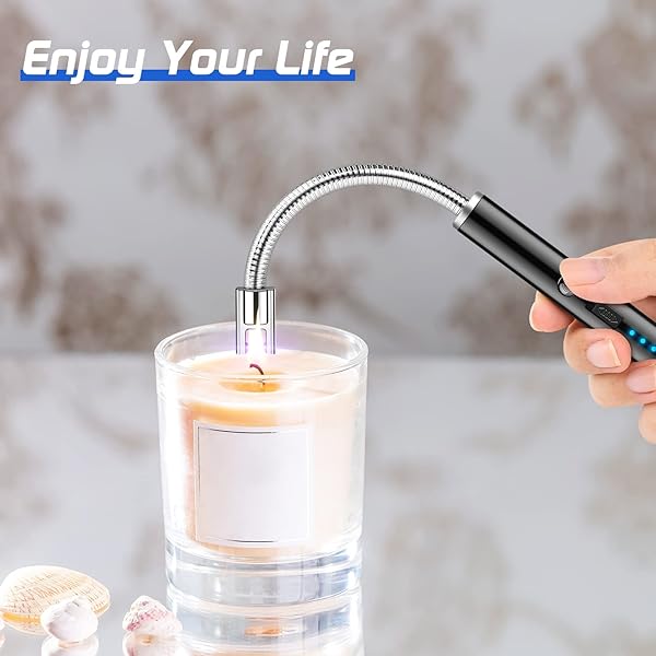 SUNMINE CANDLE LIGHTER ELECTRIC ARC LIGHTER USB RECHARGEABLE LIGHTER WITH 360° FLEXIBLE NECK LED DISPLAY FOR CAMPING COOKING BBQS FIREWORKS