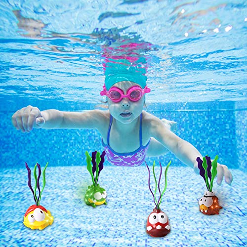 JOYIN Lightup Diving Pool Toys Set, 6 Packs of Diving Toy Animals
