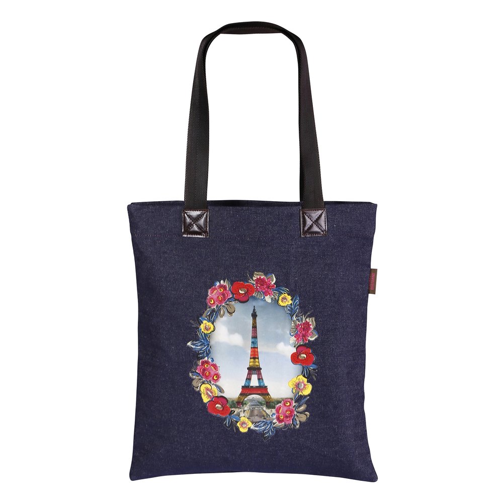Clairefontaine Collections - Ref 83017C - Les Cakes De Bertrand - Shopping Tote Bag - 350 x 400mm, Cotton Polyester & Raw Denim, Shoulder Strap Carry Handles