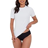 QOMEWA Women's Rash Guard UPF 50+ Short Sleeve Swim Shirts Quick Dry Swimsuit Top UV Sun Protection Bathing Suit Top