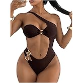 Milumia Women's Sexy One Piece Swimsuit Cut Out Bathing Suits Metal Ring High Cut Monokini Swimwear