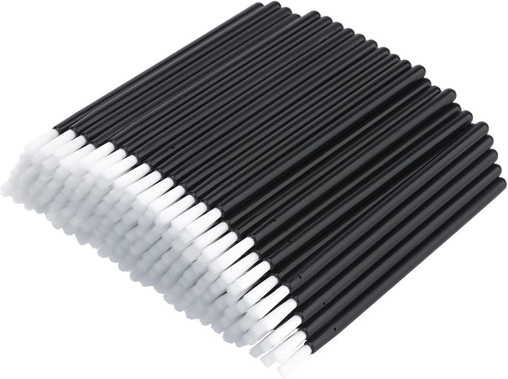 G2PLUS 100Pcs Lip Brush, Black Lip Gloss Wands, Nylon Lipstick Gloss Applicator, Disposable Nail Brushes for Makeup, PYO Cook