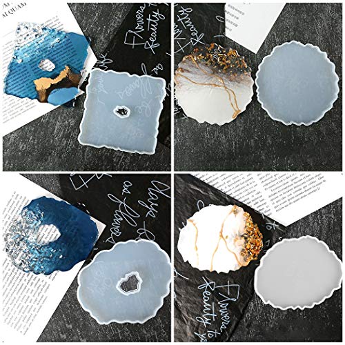 Outgeek Resin Coaster Molds with 4PCS Silicone Molds
