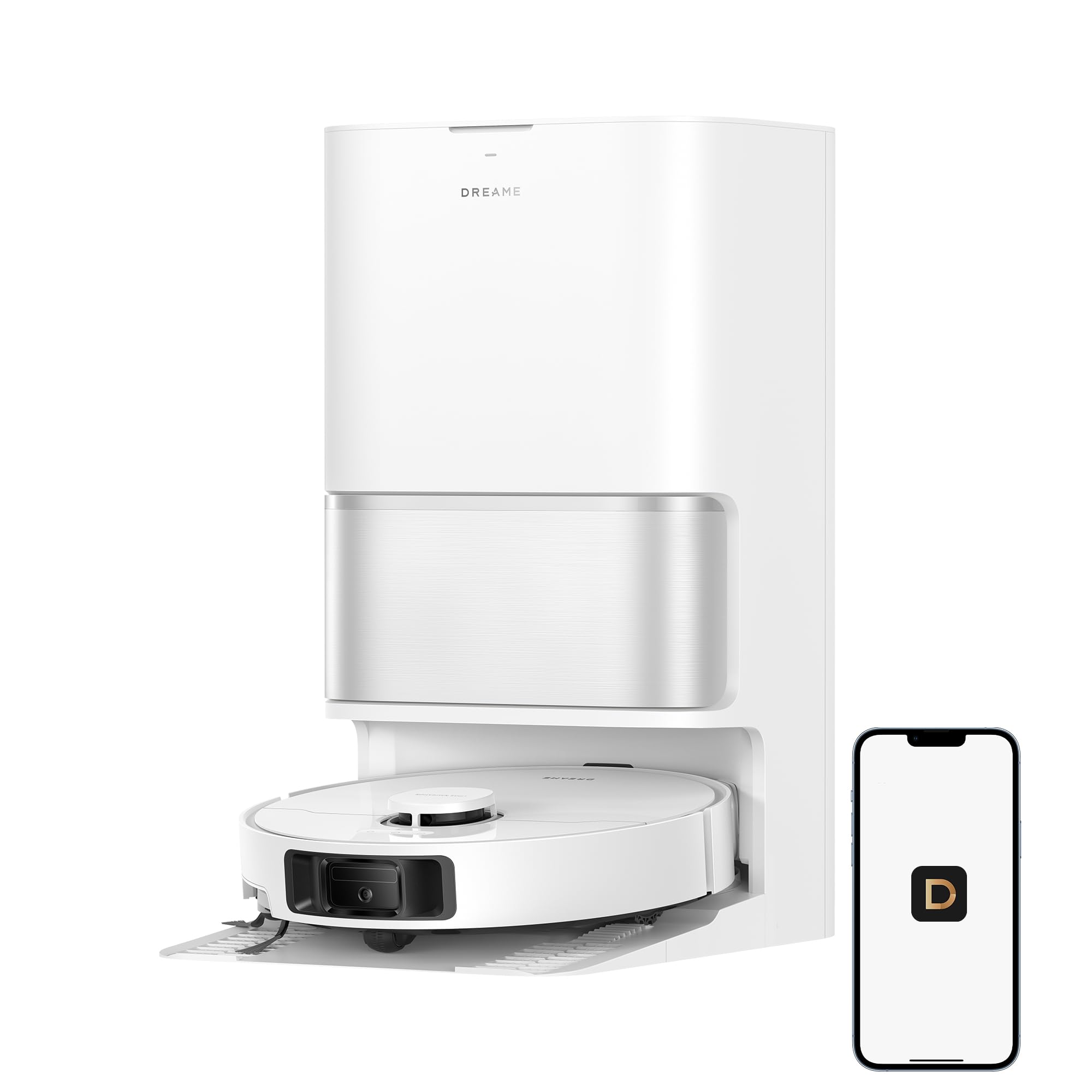 dreame l40 ultra gen 2 robot vacuum and mop with 25,000pa suction, extendable side brush and mop, all-in-one self-emptying & cleaning dock, voice & app control, white