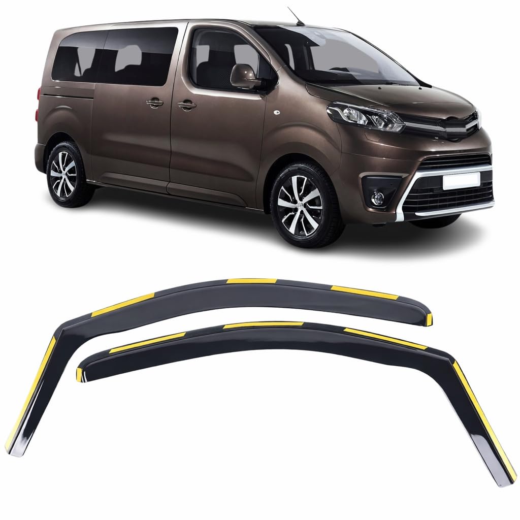 Set Of 2 Wind Deflectors For CITROEN DISPATCH/JUMPY, PEUGEOT EXPERT/TRAVELLER, TOYOTA PROACE 2016 to 2026 In-Channel Acrylic Side Window Visors-Smoke Tinted Rain Guards Reflectors.