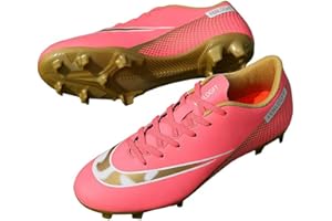 Fenlogft Unisex Sizes Leather Soccer Cleats with Lace-Up for Training Firm Ground & Turf - Men, Women, Boys & Girls American Football Shoes Boot