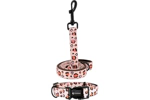 COOWONE Dog Leash and Collar Set Hands Free Dog Training Lead Adjustable 5ft Long Dog Chain No Pull No Escape Dog Outside Camping Walking Accessories for Small Medium Large Sized Dogs Cats