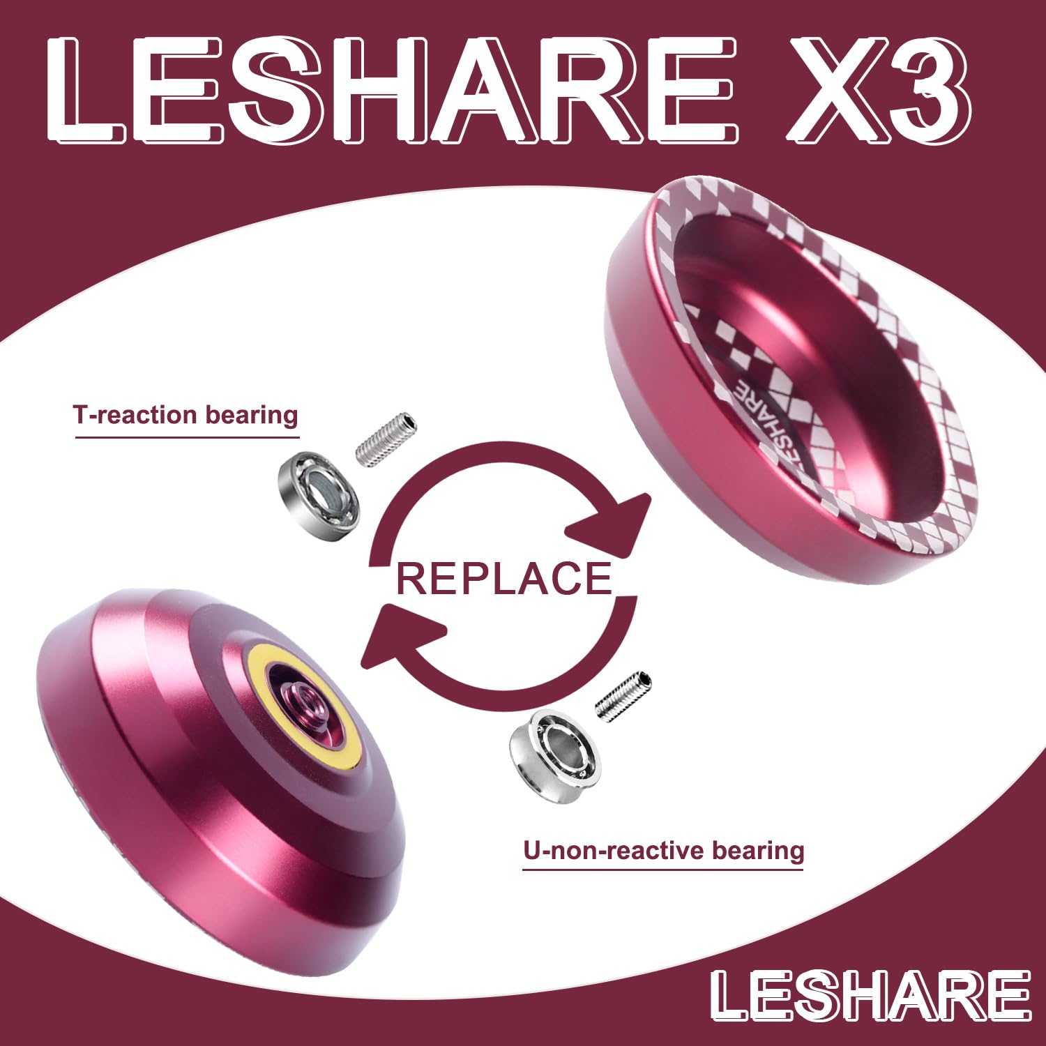 LESHARE Unresponsive Yoyo Professional [Responsive Bearing Included Auto Return] with Ball Bearing Mosaic Extraordinary Yo-Yos Ball Sleeper Yoyos, Red