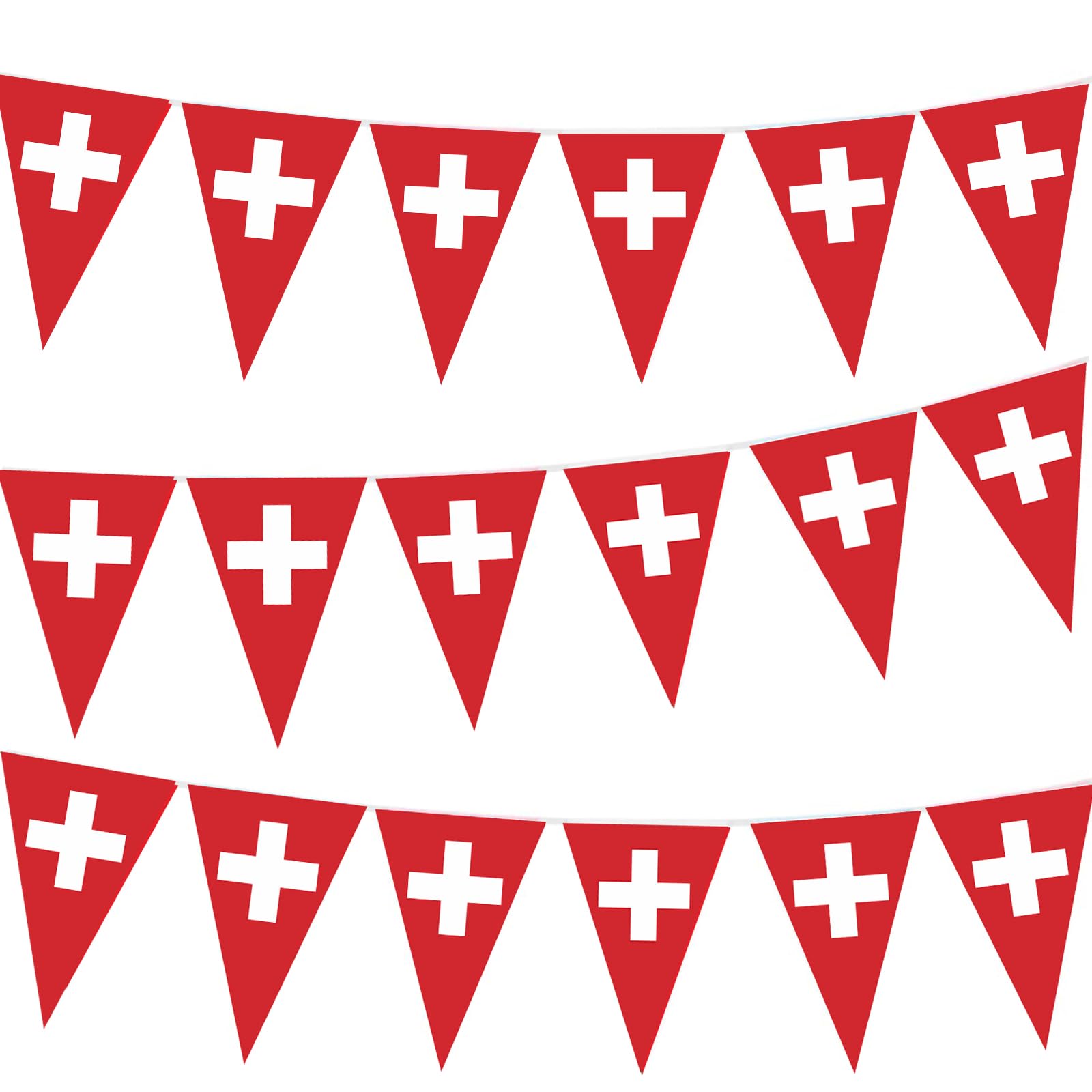 32.8ft Switzerland Flag Bunting with 30 Flags for Oly Games,Swiss Triangle Flag 14x21cm Oly Flag Decorations 2024,Switzerland Bunting Flag Banner for Garden,Bar,Party And Street Oly 2024