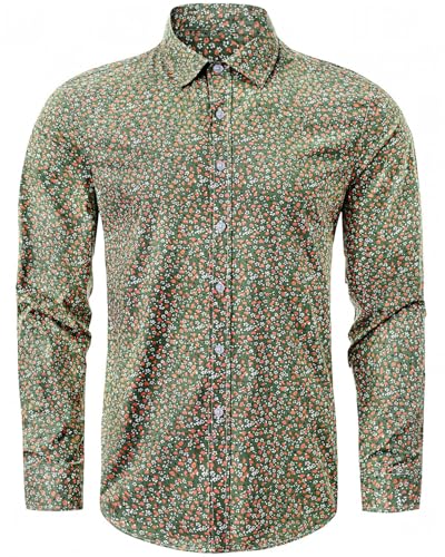TUNEVUSE Men Floral Dress Shirt