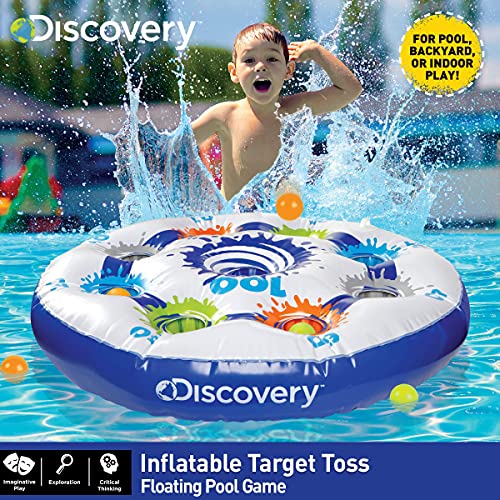 Discovery Kids Inflatable Target Toss Floating Pool Game with 10 Balls