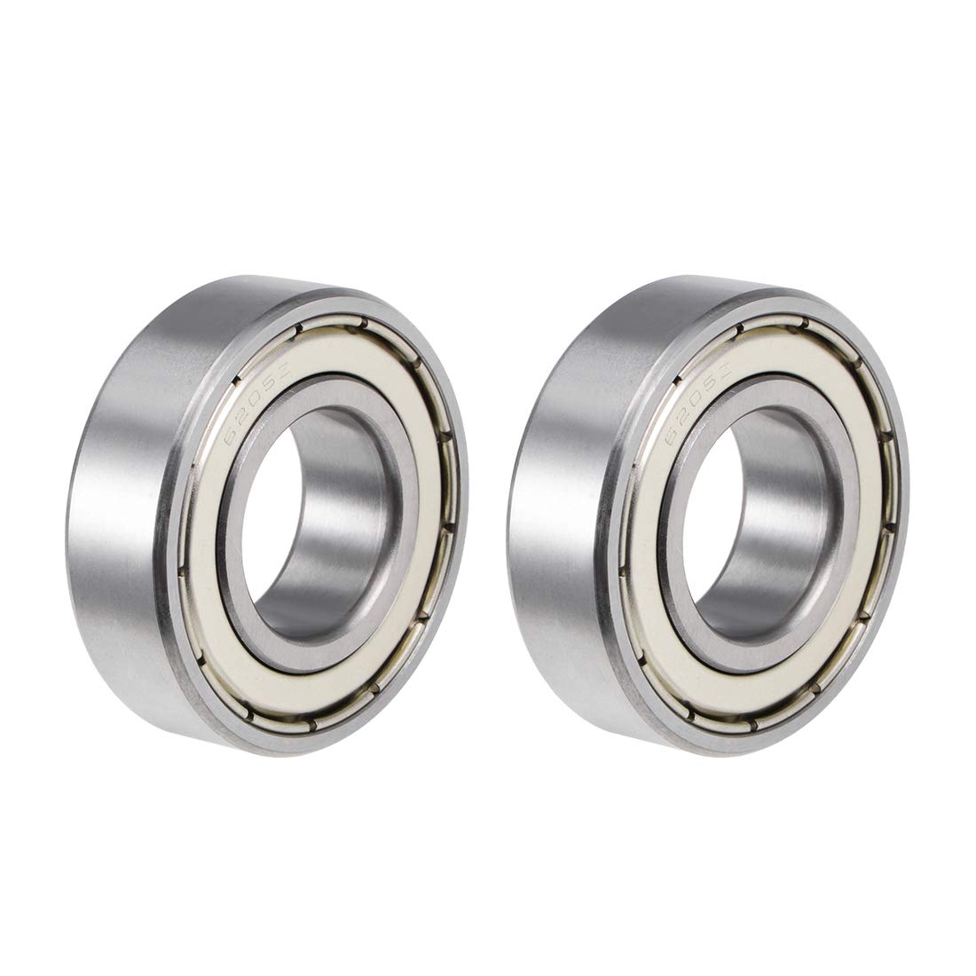 sourcing map 6205ZZ Deep Groove Ball Bearing 25x52x15mm Double Shielded ABEC-3 Bearings 2-Pack
