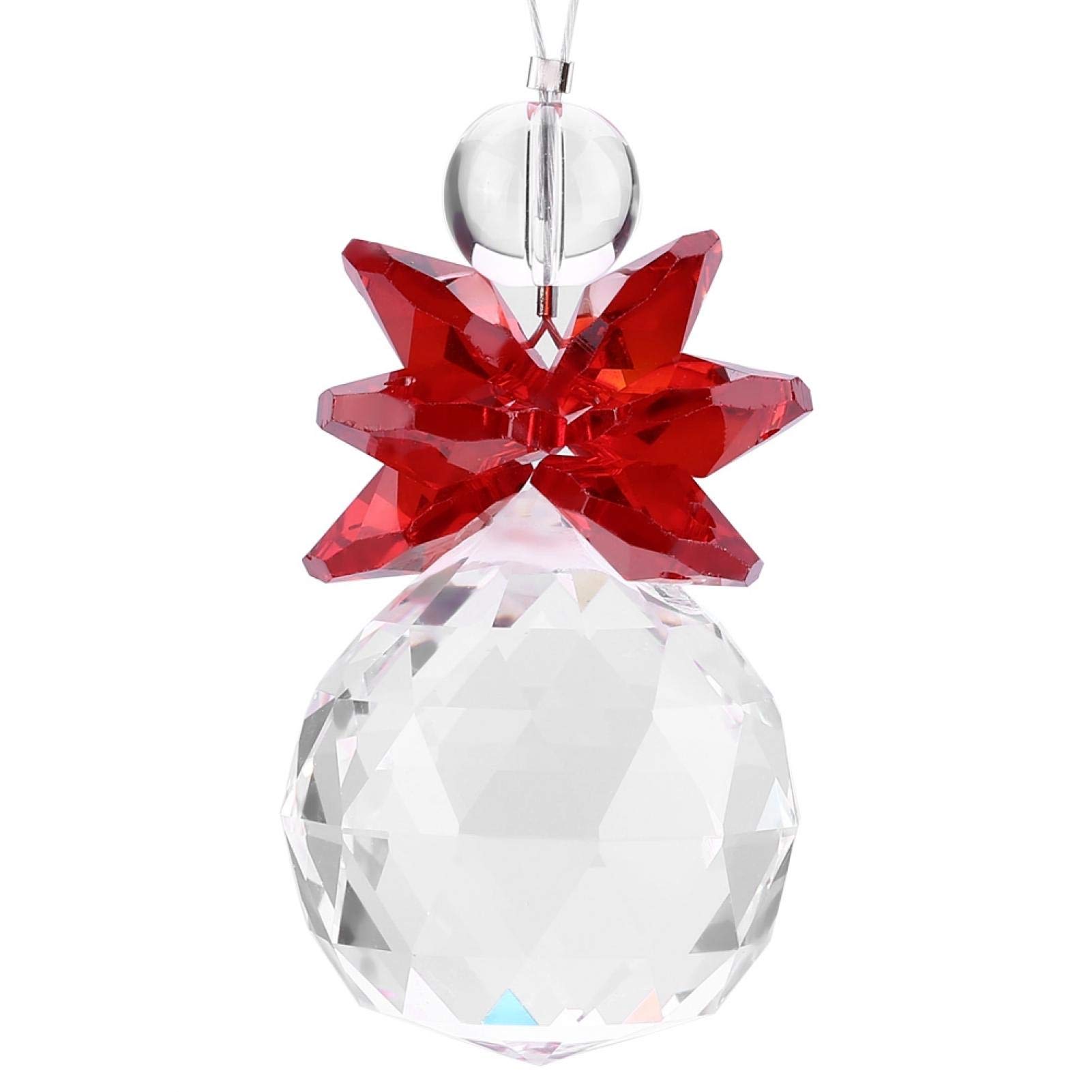 Crystal Sun catcher,Crystal Ball Pendants,Hanging Pendant Suncatcher Window Decor with Beads,Home Ornament ,Office,Garden Decoration (Red)