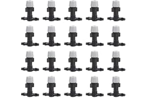 GAROSA Plastic Mist Nozzle Sprinkler Tee Joints Spray Heads for Misting Watering Plant Flower Cooling System Home Garden Irrigation, 20pcs (Black)