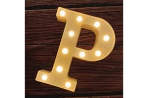 MUMUXI Marquee Light Up Letters | Large Light Up Numbers | Battery Powered and Bright with Every Letter of The Alphabet | for Wedding, Birthday, Party, Celebration, Christmas or Home Decoration (P)