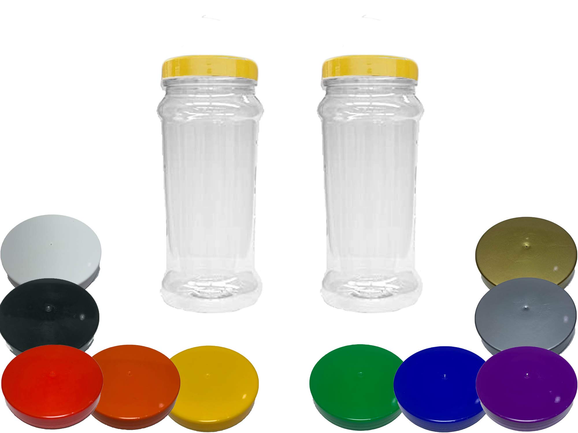 Truly Sweet Candy Very Large 2.5L Plastic Jars with choice of lid. Craft, Garage, Kitchen Storage (Black Lids, 2 Jars)