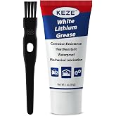 Keze White Lithium Grease Multi-Purpose Lubricant Car Door Grease Tube | Bike Grease with Brush NLGI 2 Rust Corrosion Waterproof for Hinges, Bearings, Gears, Garage Doors, Sliding Track,1oz-1 Pack