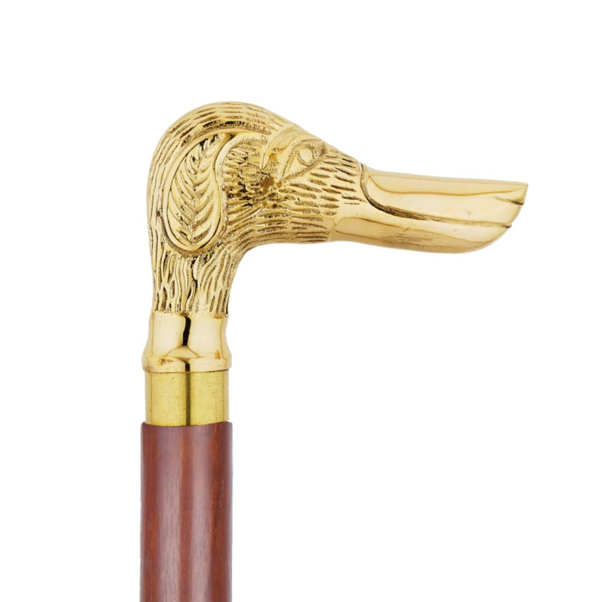 Ajuny Walking Sticks for Men Women Seniors Wooden Canes with Detachable Brass Doggy Design Handle Golden Finish Decorative Cane Gifts 36 Inch