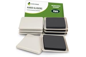 COVERCORNER Furniture Sliders for Carpet 8 PCS - 3 1/2 inch Furniture Moving Slider Chair Legs Floors Protectors Square Furniture Movers Sliders – Move Your Furniture Easy & Safely(for Carpet)