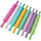 8pcs Colourful Cake Decorating Embossed Rolling Pins,Textured Non-Stick Designs and Patterned,Ideal for Fondant, Pie Crust,Cookie,Pastry,Icing,Clay,Dough